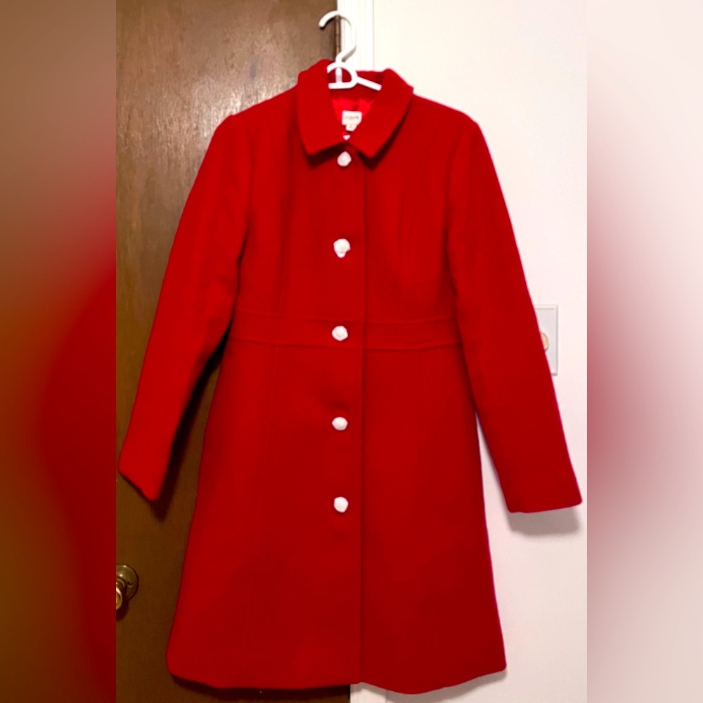 J CREW WOOL BLEND LADY DAY COAT WITH JEWEL BUTTONS